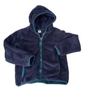 Hanna Andersson Marshmallow Boys 8 Fleece Hoody Jacket Navy Blue Teal Full Zip